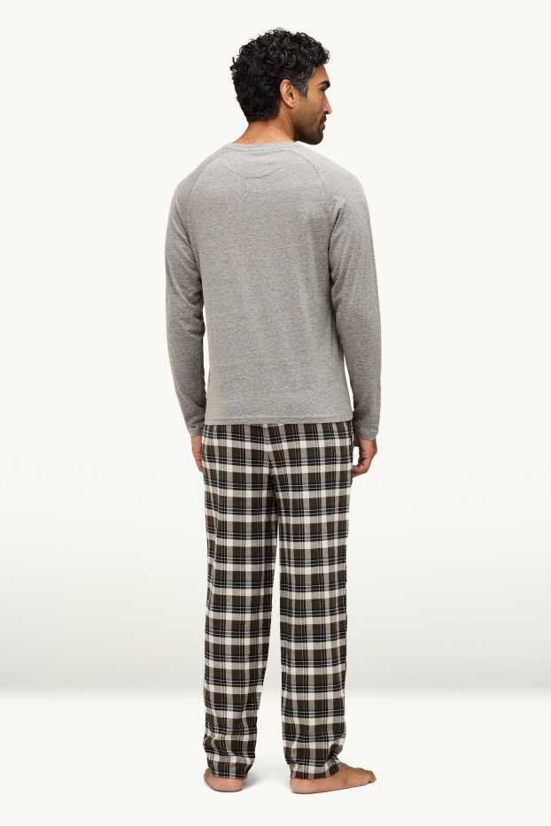 Hommes - Pyjama avec pantalon de flanelle - gris / bleu foncé