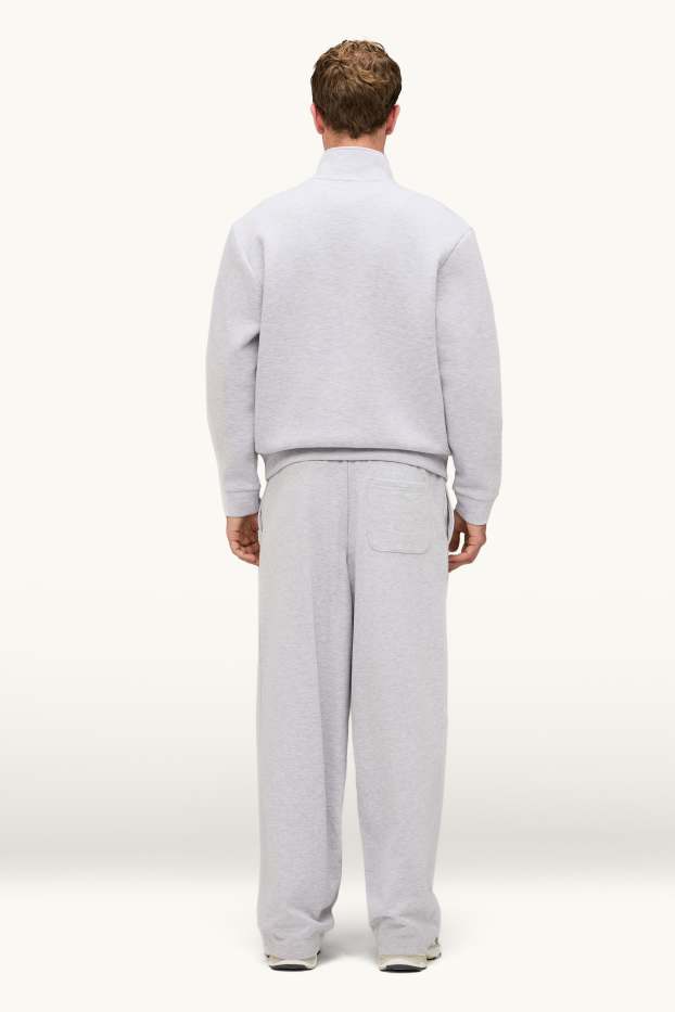 Pánské - Teplákové kalhoty - relaxed fit - světle šedá-žíhaná