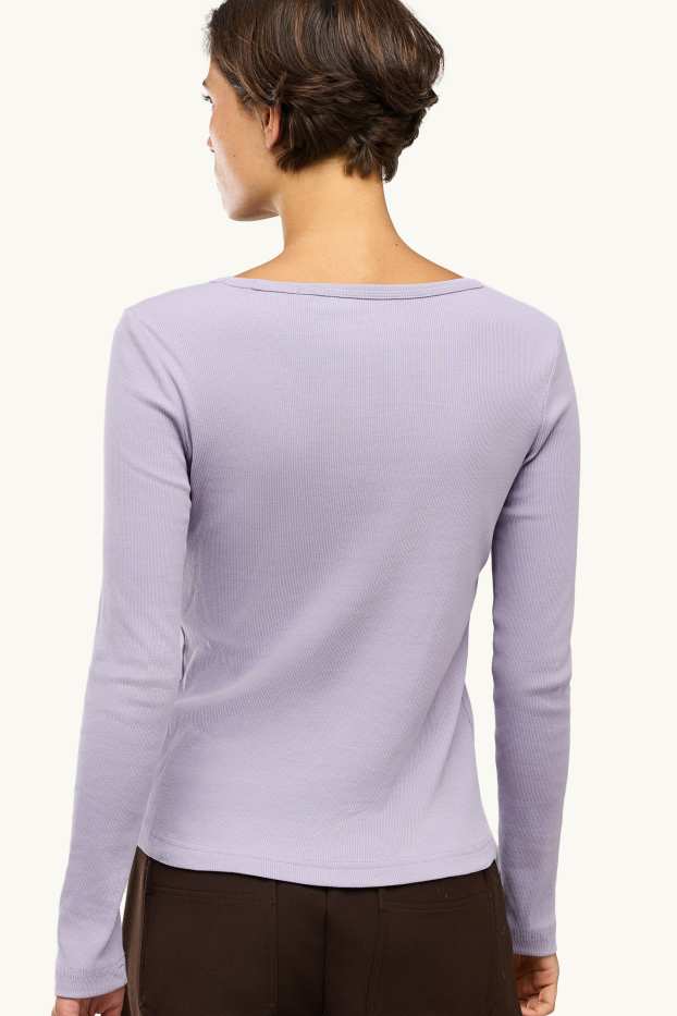 Donna - Maglia a maniche lunghe - slim fit - a coste - porpora