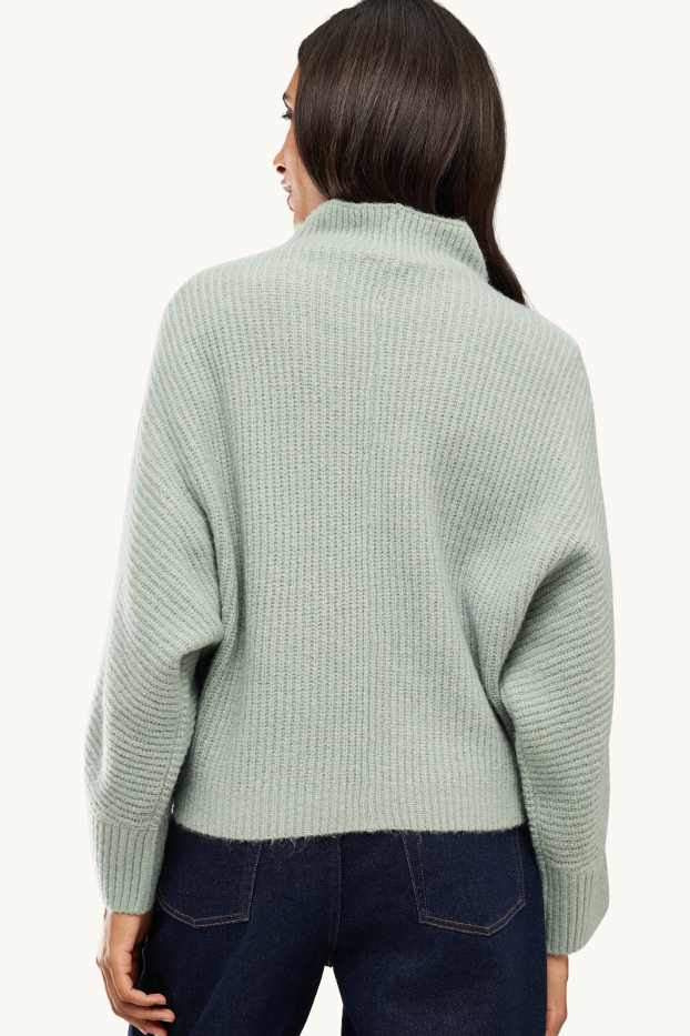 Damen - Strickpullover - gerippt - hellgrün
