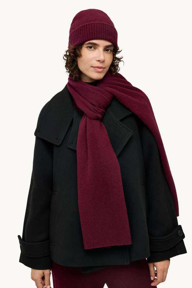 Dames - Beanie van kasjmier - bordeaux