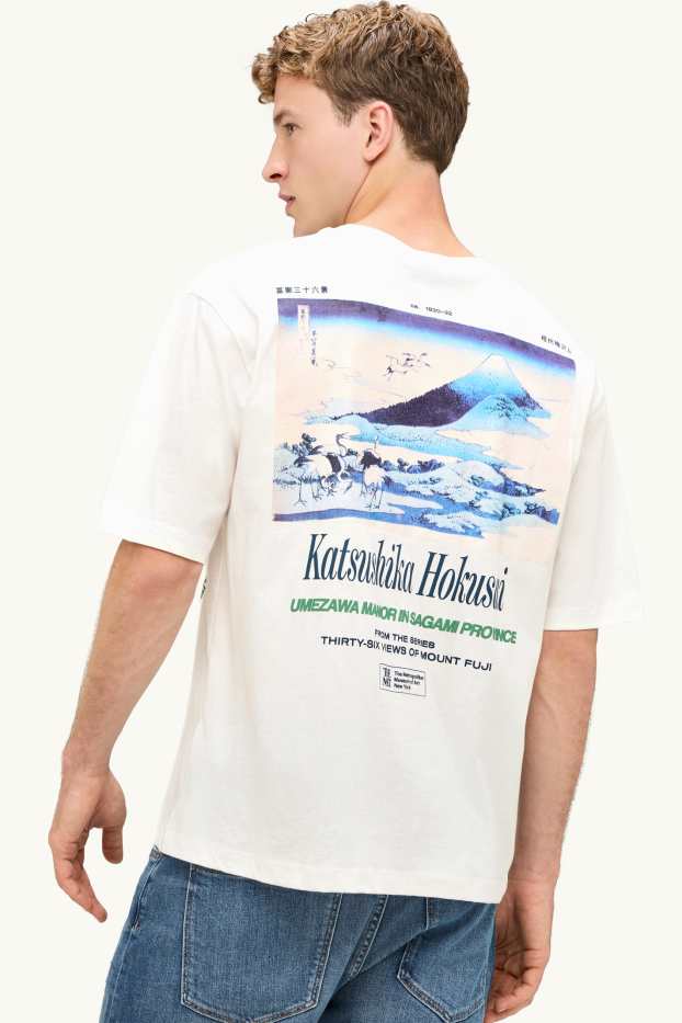 Herren - T-Shirt - Oversized - Katsushika Hokusai - weiß
