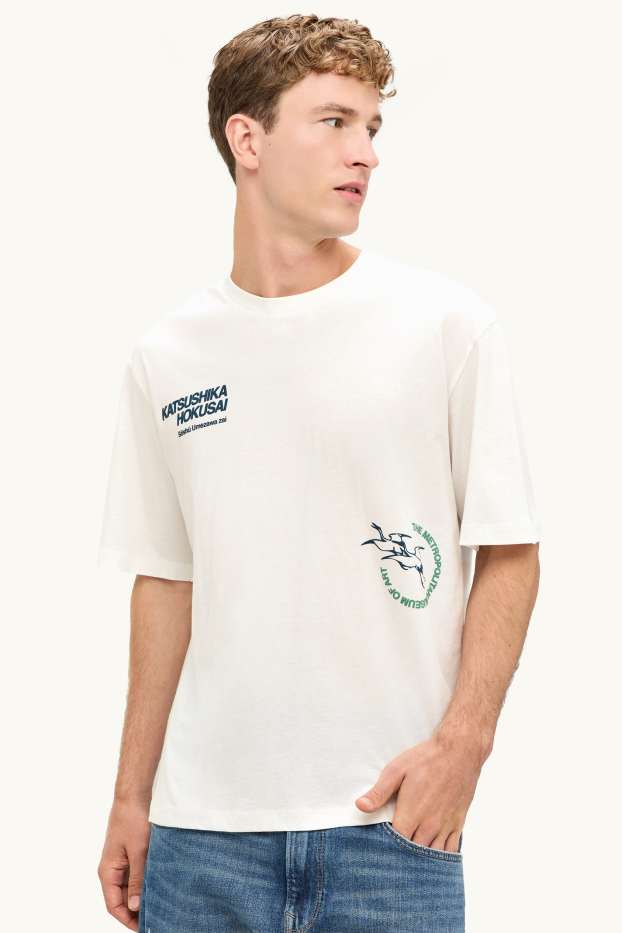 Herren - T-Shirt - Oversized - Katsushika Hokusai - weiß