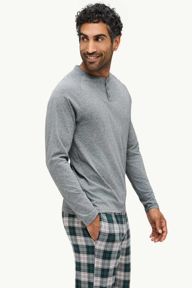 Uomo - Pigiama - grigio / verde scuro