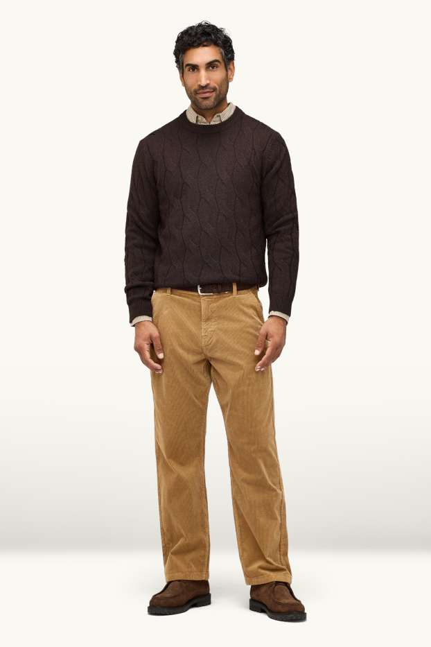 Bărbați - Chino din catifea reiată - relaxed fit - maro