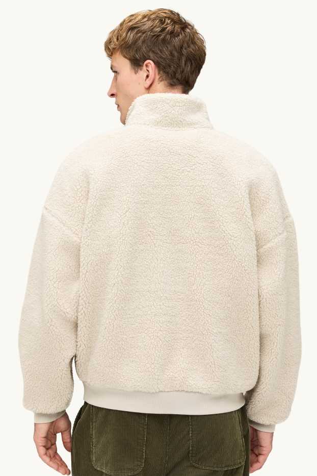 Men - Oversized teddy fur sweatshirt - cremewhite