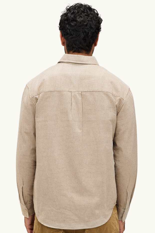 Hommes - Chemise - relaxed fit - col kent - à carreaux - beige / marron