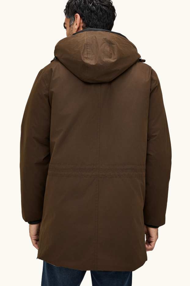 Home - Parca embuatada amb caputxa - folrada - impermeable - marró fosc