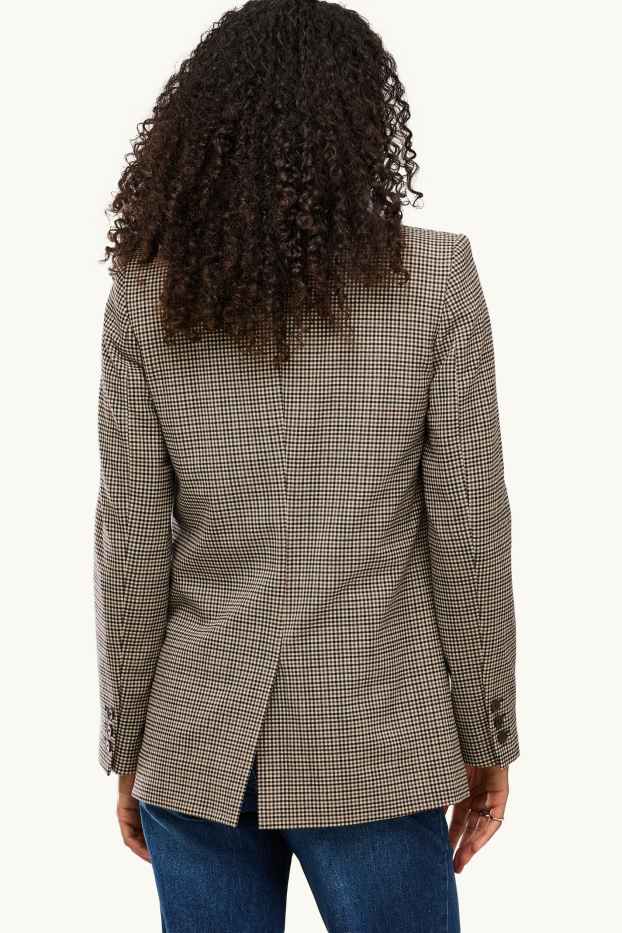 Femmes - Blazer de bureau - regular fit - à carreaux - beige / marron