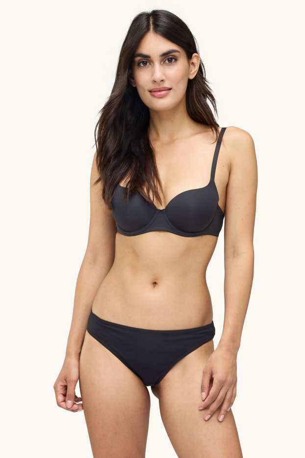 Donna - Confezione da 2 - reggiseno con ferretti - FULL COVERAGE - imbottito - bordeaux / nero