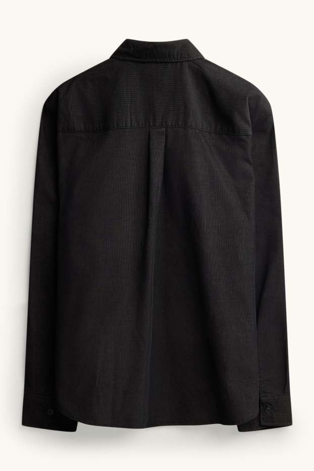 Hommes - Chemise en velours côtelé - relaxed fit - col kent - noir