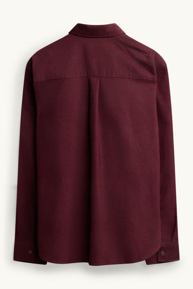 Uomo - Giacca camicia di velluto a coste - relaxed fit - collo all'italiana - bordeaux