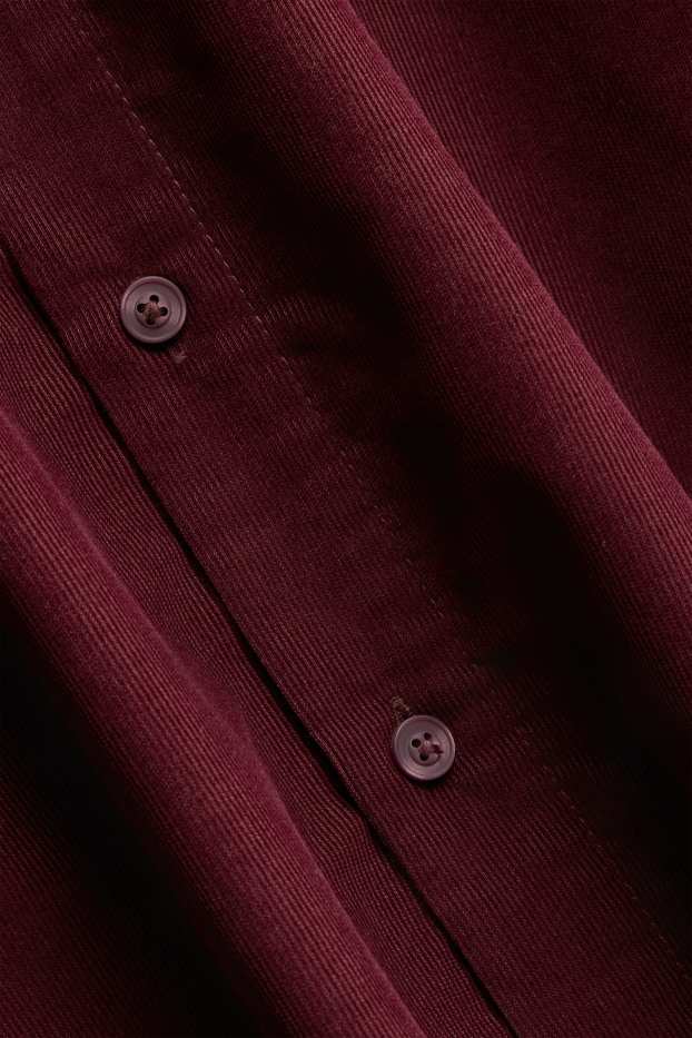 Uomo - Giacca camicia di velluto a coste - relaxed fit - collo all'italiana - bordeaux