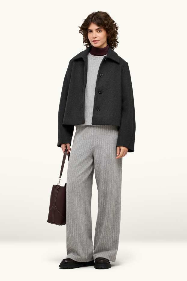 Femmes - Pantalon de jogging - fines rayures - gris chiné