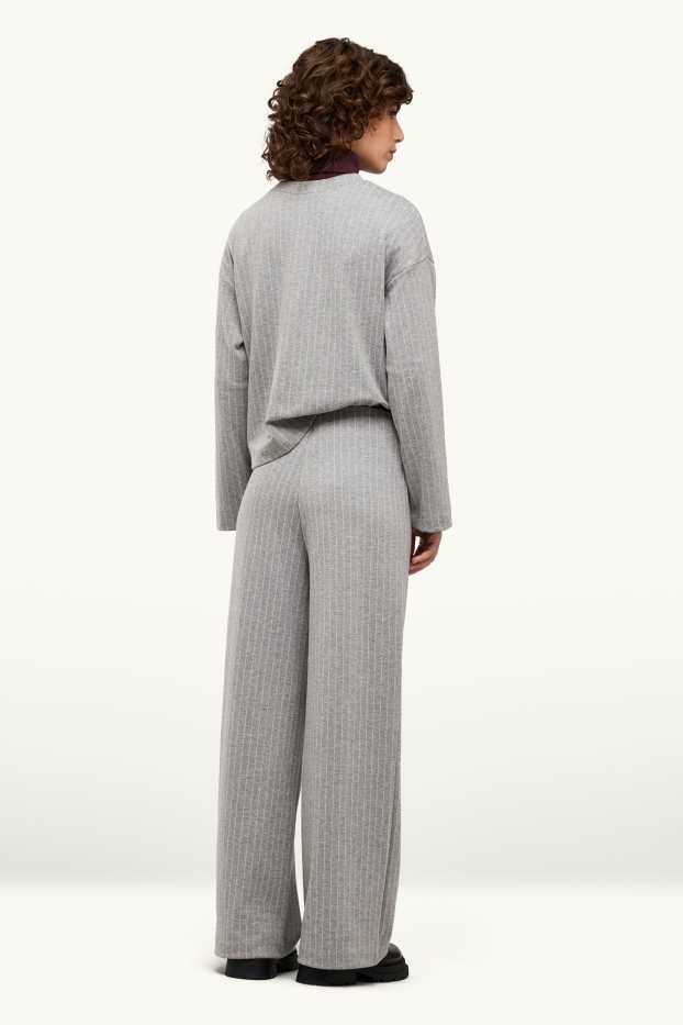 Femmes - Pantalon de jogging - fines rayures - gris chiné