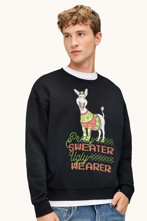 Home - Dessuadora nadalenca oversized - Shrek - negre