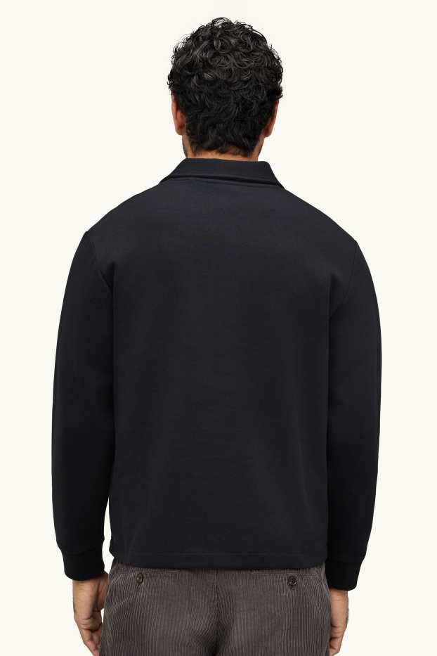 Men - Long sleeve polo shirt - relaxed fit - black