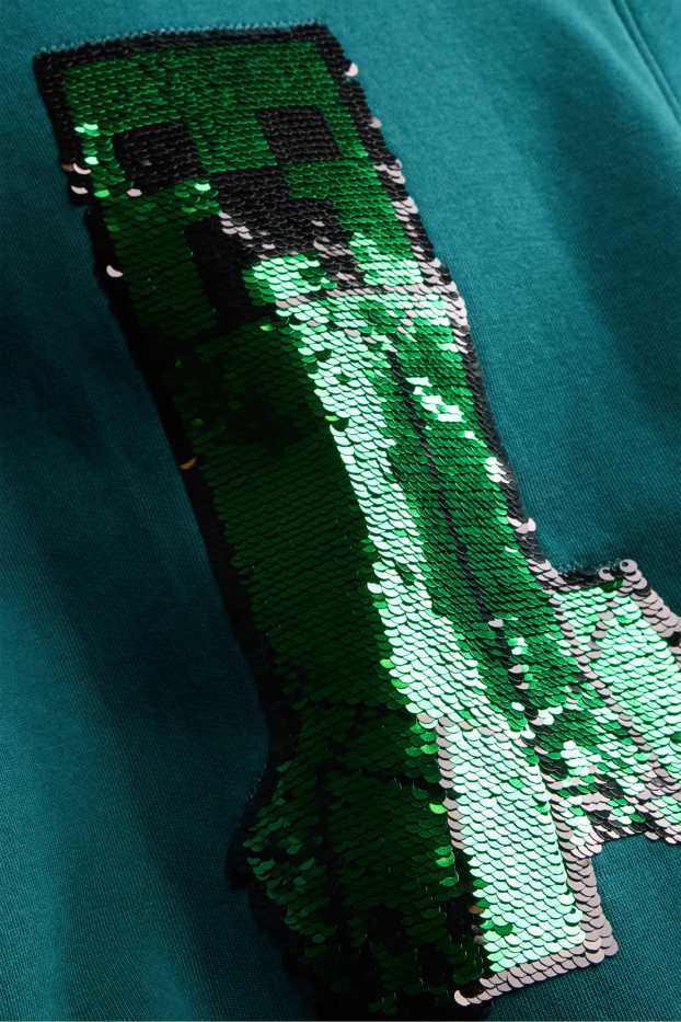 Children Boys - Minecraft - hoodie - shiny - petrol