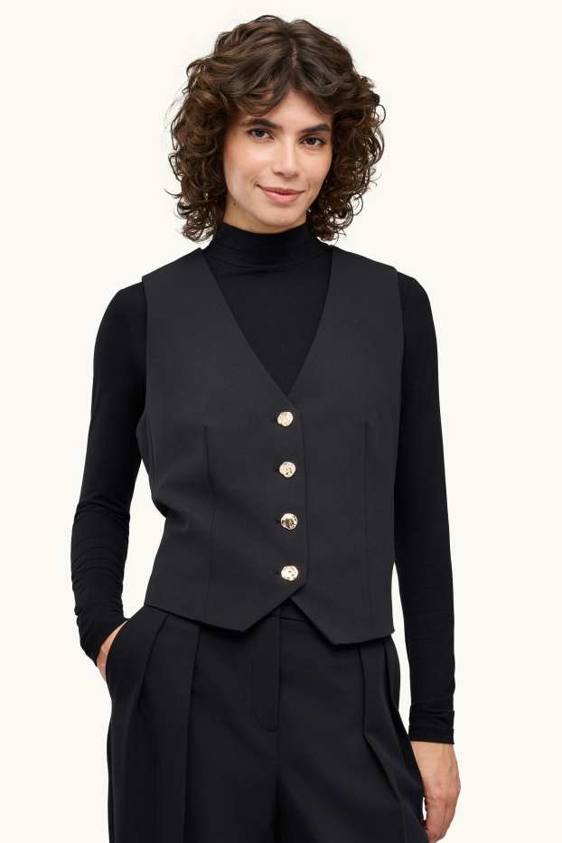 Femmes - Gilet sans manches de bureau - regular fit - noir