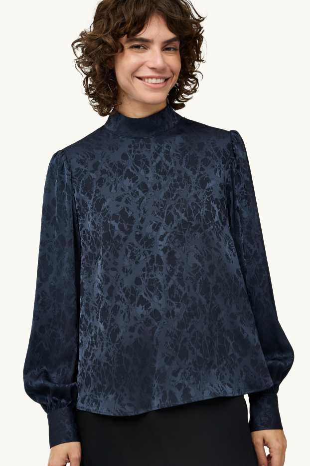 Dames - Blouse - met patroon - donkerblauw