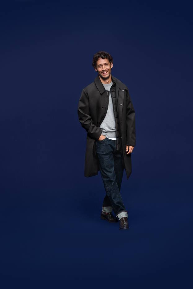 Hommes - Manteau - doublé - look 2-en-1 - marron foncé