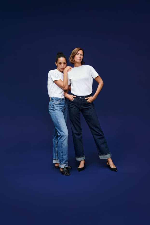 Femei - Straight jeans - talie înaltă - tiv întors - denim-albastru închis