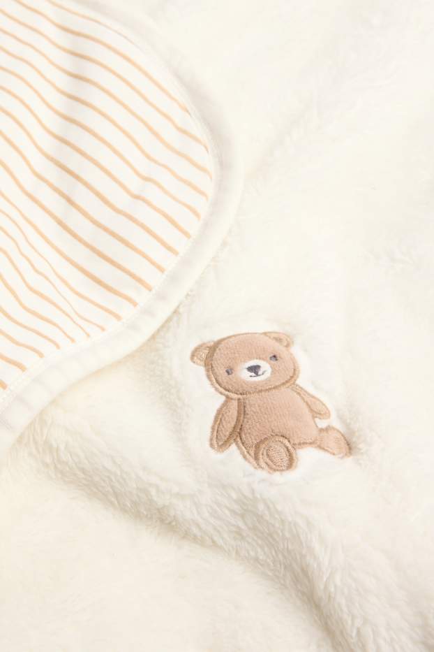 Baby Mädchen - Teddybär - Baby-Decke - 85 x 100 cm - cremeweiss