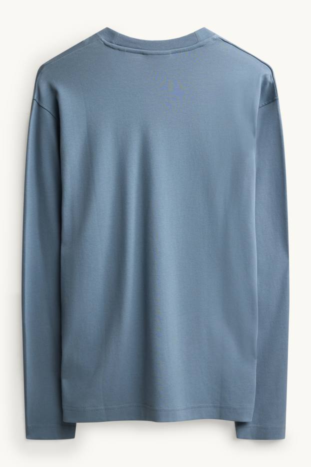 Heren - Longsleeve - relaxed fit - blauw