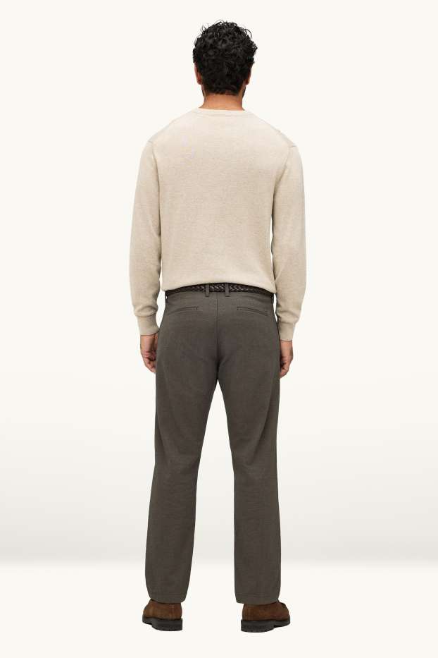 Pánské - Kalhoty chino s páskem - regular fit - hnědá