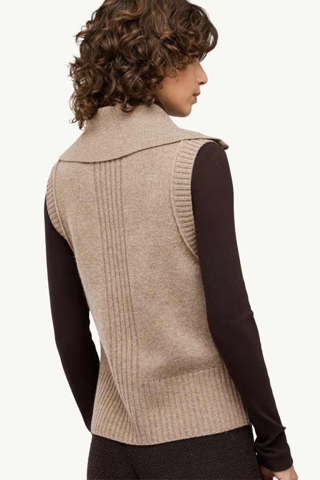Damen - Strickweste mit Kaschmir-Anteil - Woll-Mix - beige-melange