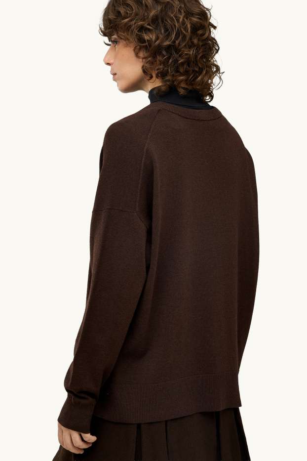 Femmes - Pull avec encolure en V - marron foncé