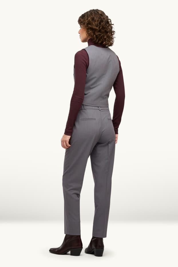 Damen - Business-Hose - Mid Waist - Cigarette Fit - grau