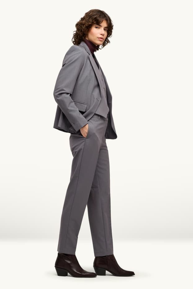 Damen - Business-Hose - Mid Waist - Cigarette Fit - grau