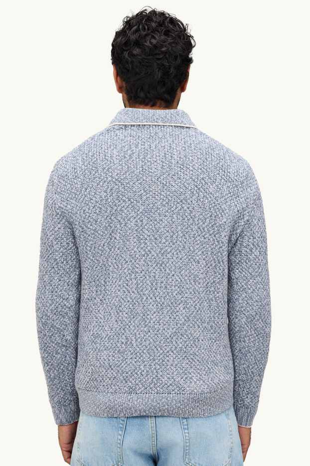 Herren - Pullover - strukturiert - blau / grau