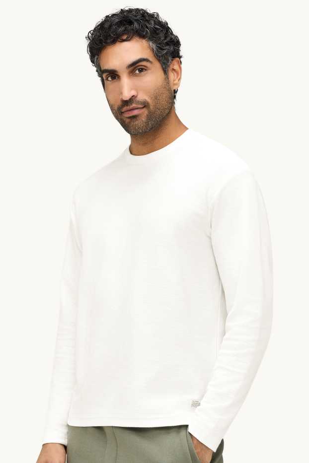 Herren - Langarmshirt - Relaxed Fit - weiß