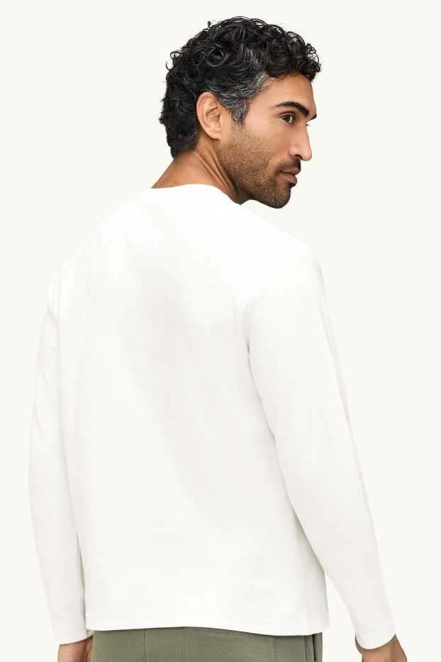 Herren - Langarmshirt - Relaxed Fit - weiß