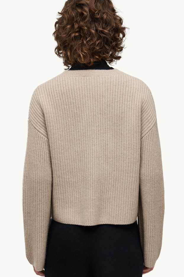 Women - Cashmere jumper - ribbed - beige