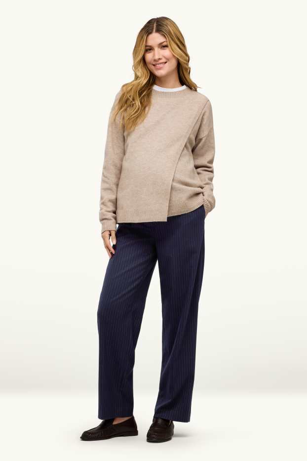 Donna - Pantaloni premaman - regular fit - design gessato - blu scuro