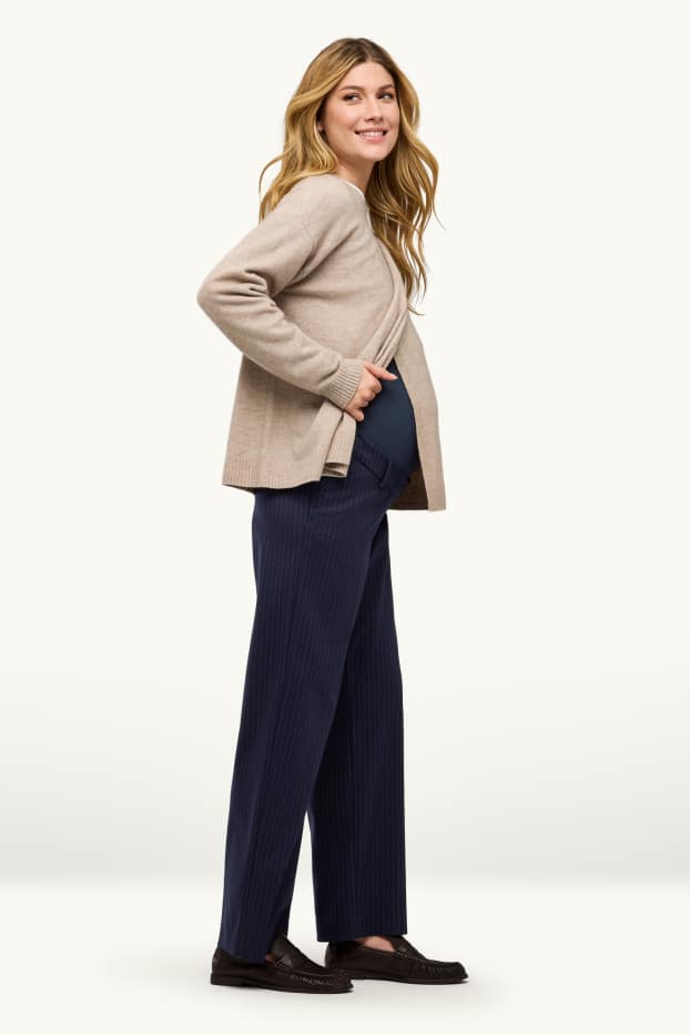Donna - Pantaloni premaman - regular fit - design gessato - blu scuro