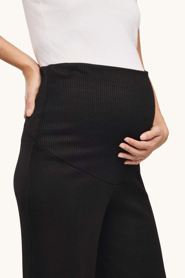 Donna - Pantaloni premaman in jersey - a coste - nero