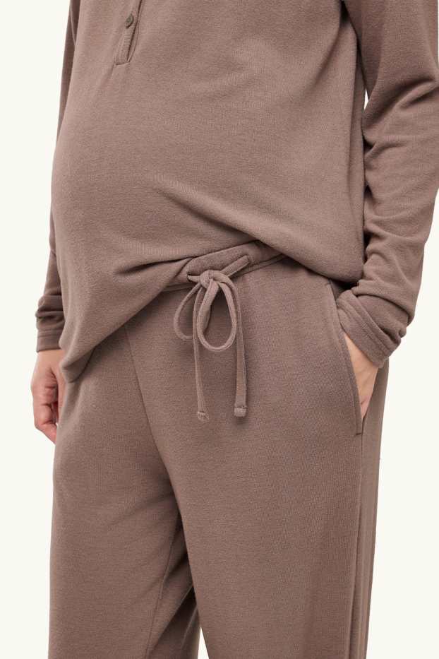 Damen - Umstands-Pyjama - taupe