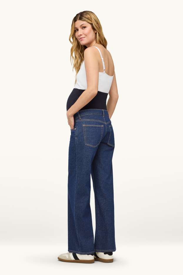 Damen - Umstandsjeans - Wide Leg - dunkeljeansblau