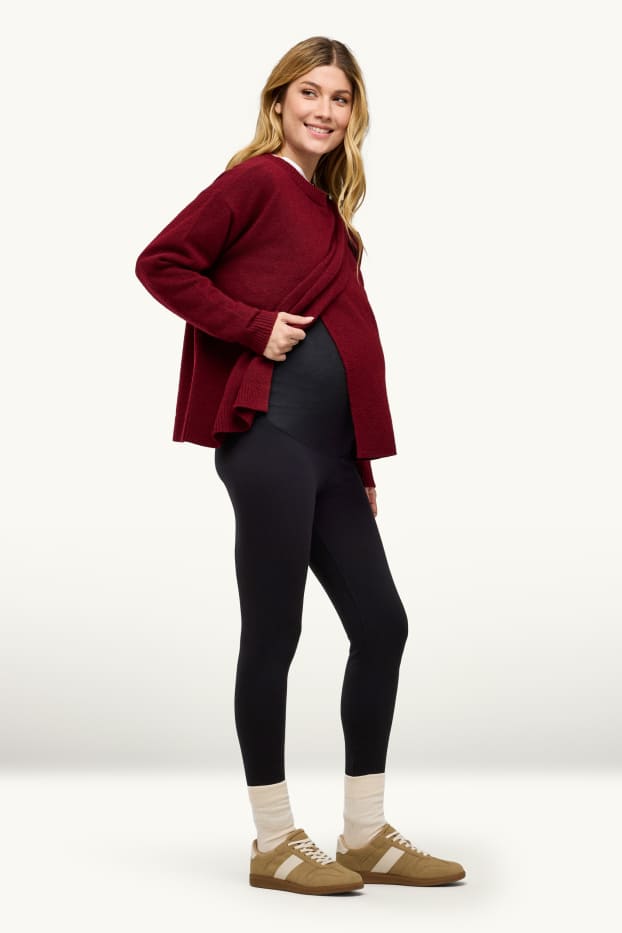 Damen - Umstands-Thermoleggings - schwarz