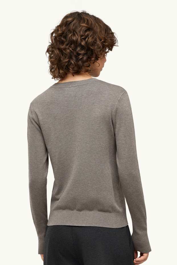 Damen - Feinstrick-Pullover - grau