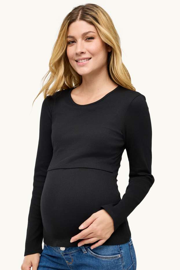 Femmes - Haut à manches longues d'allaitement - relaxed fit - noir