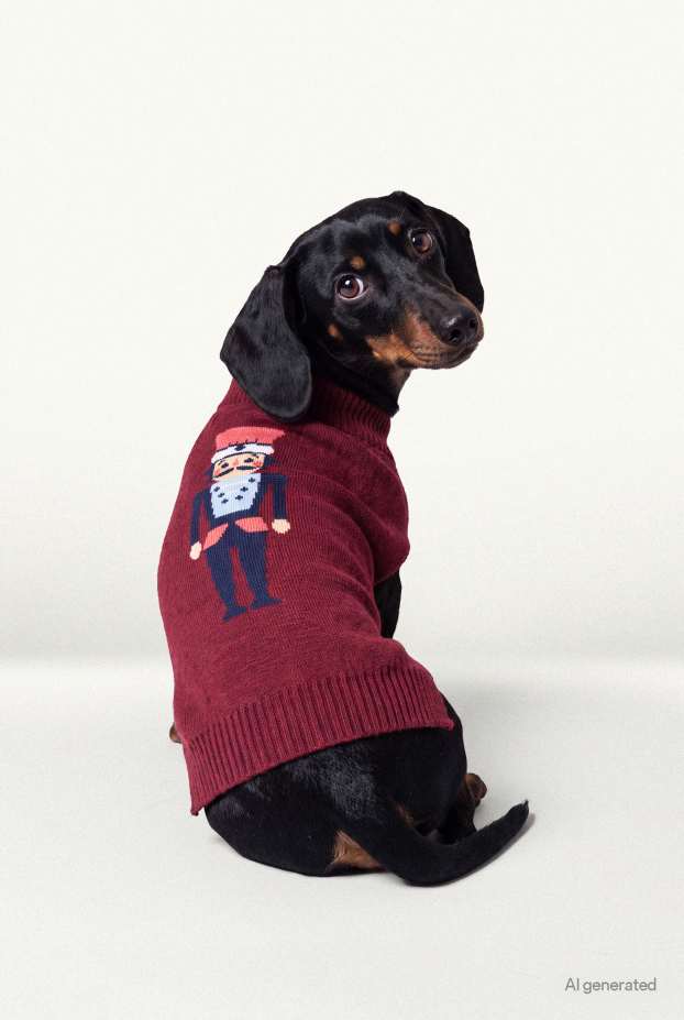 Unisex - Mini Me - Hunde-Weihnachtspullover - bordeaux
