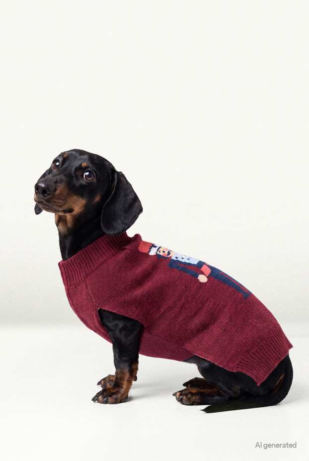 Unisex - Mini Me - Hunde-Weihnachtspullover - bordeaux