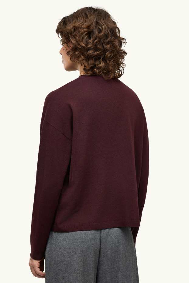 Femmes - Pull avec encolure en V - bordeaux