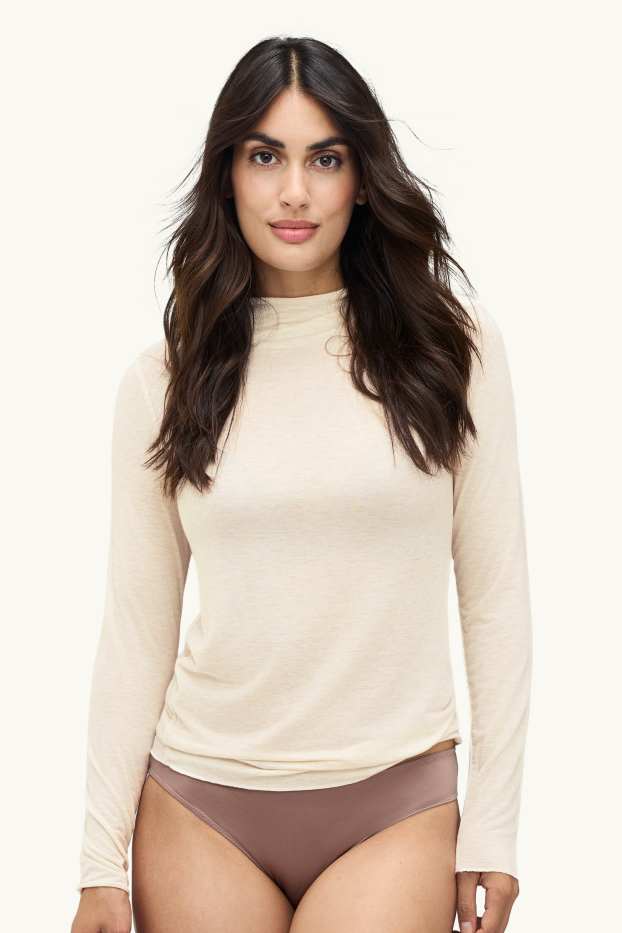 Mujer - Camiseta interior con mezcla de cachemir - crema