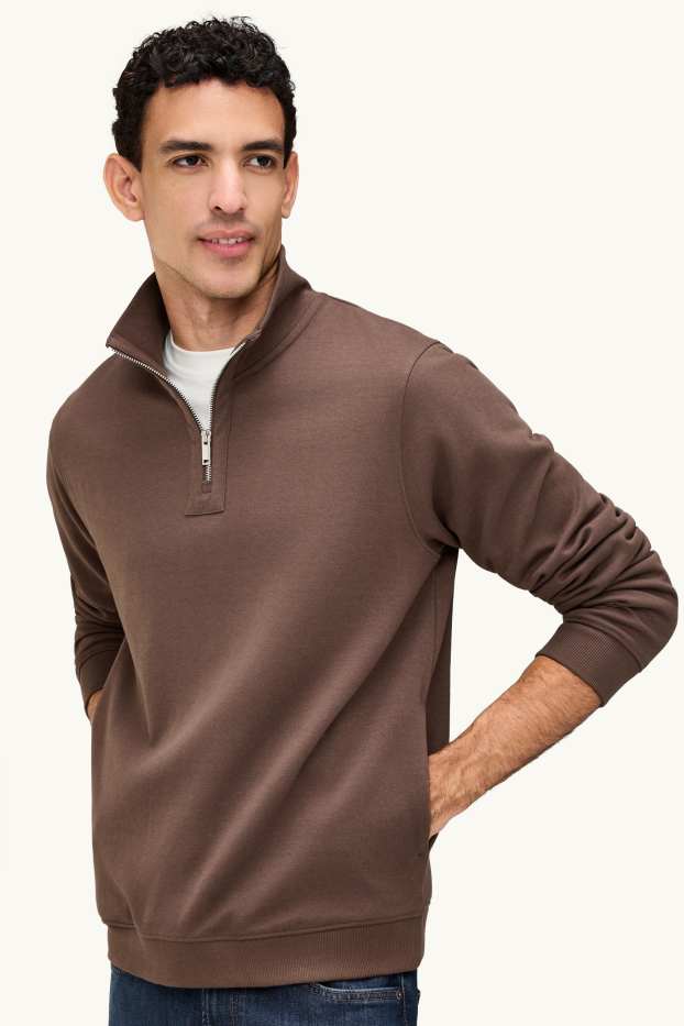 Men - Sweatshirt - brown-melange